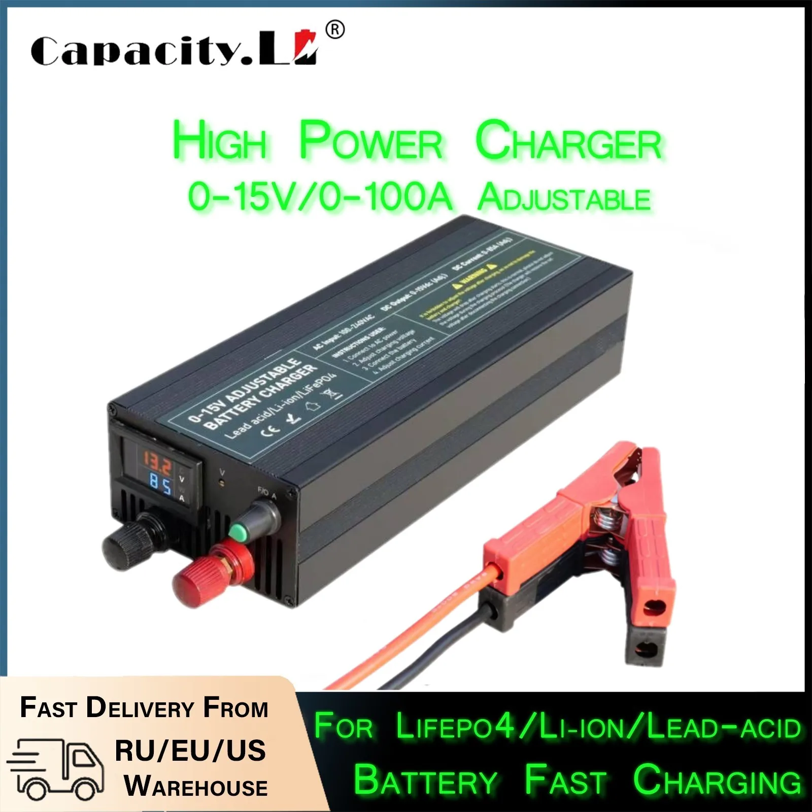 Lifepo4 Charger 48V 20A - Cargador de Batería Ajustable CC CV