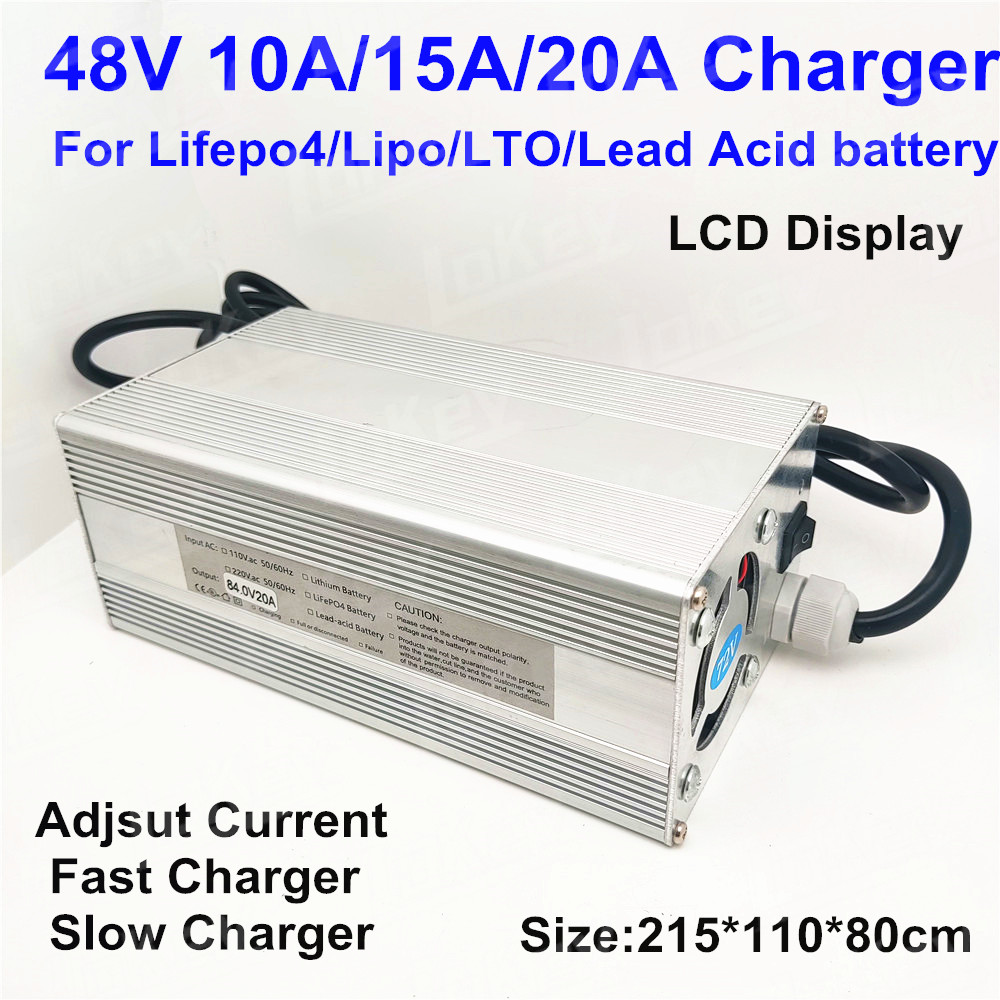 Lifepo4 Charger 48V 20A - Cargador ajustable de 48V, 10A, 15A,