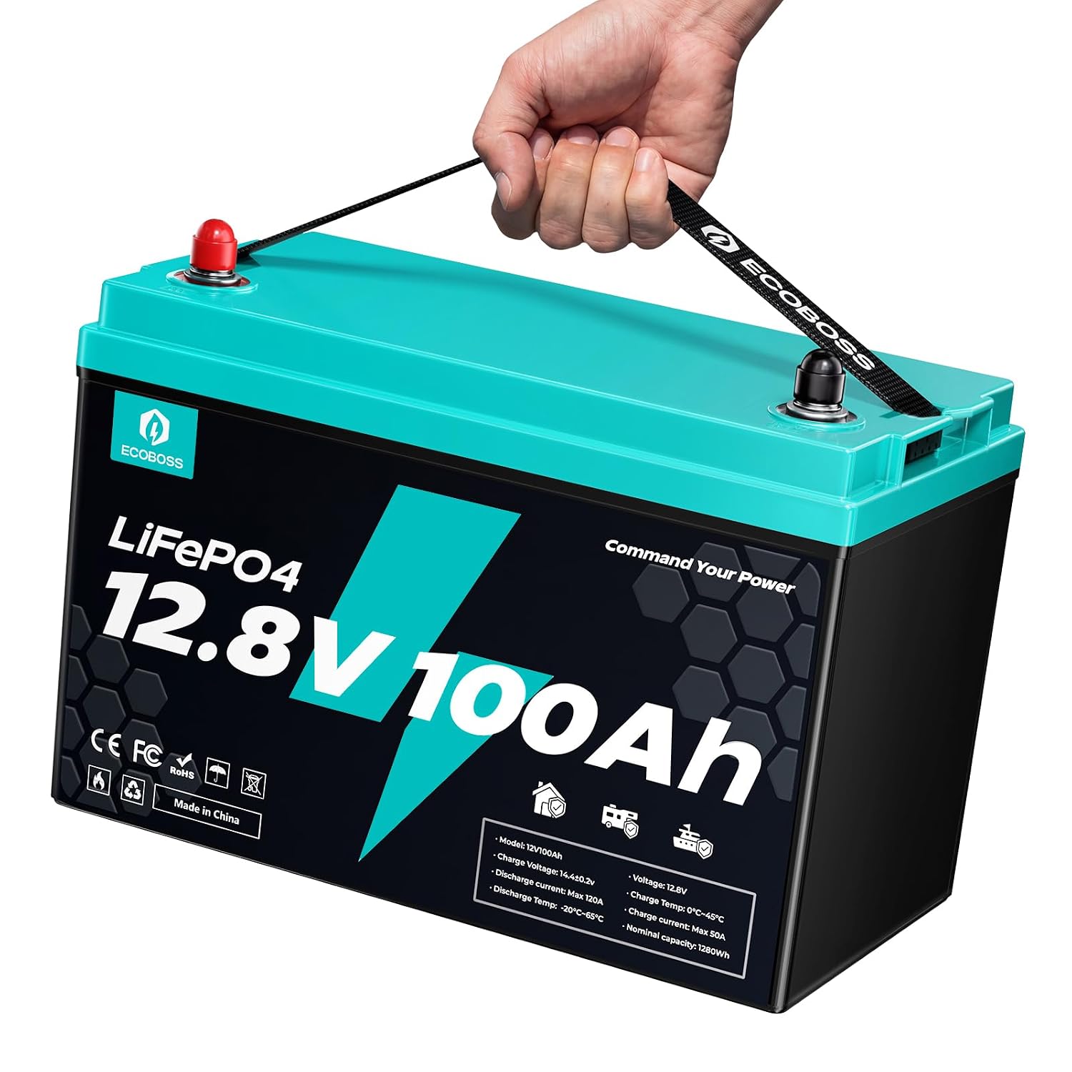 Lifepo4 Battery 12V 100Ah - Batería LiFePO4 de 12V 100Ah, 1280Wh
