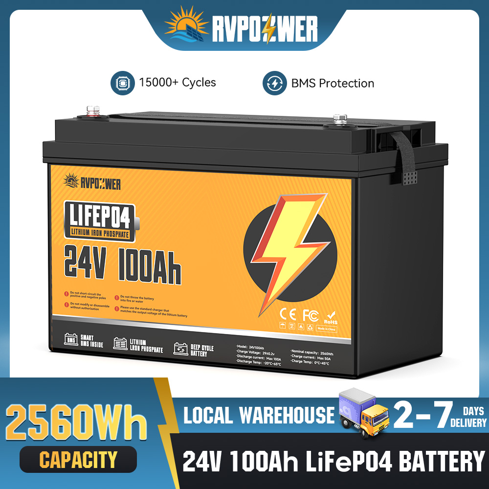 Lifepo4 Battery 24V 100Ah Trolling Motor - RVPOZWER Batería de Litio LiFePO4 de