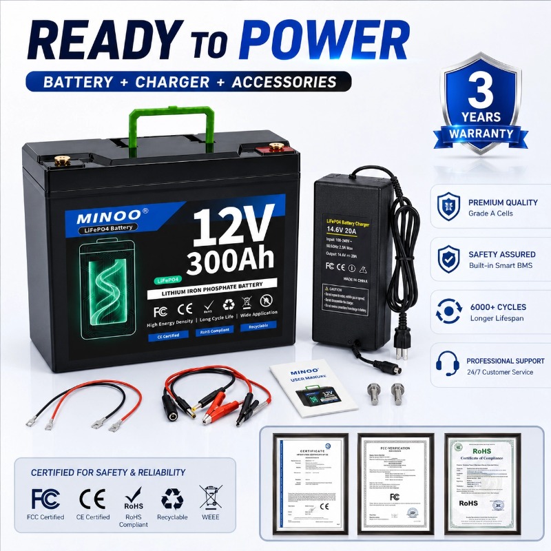 Lifepo4 12V 300Ah Deep Cycle - Batería de litio LiFePO4 de 12