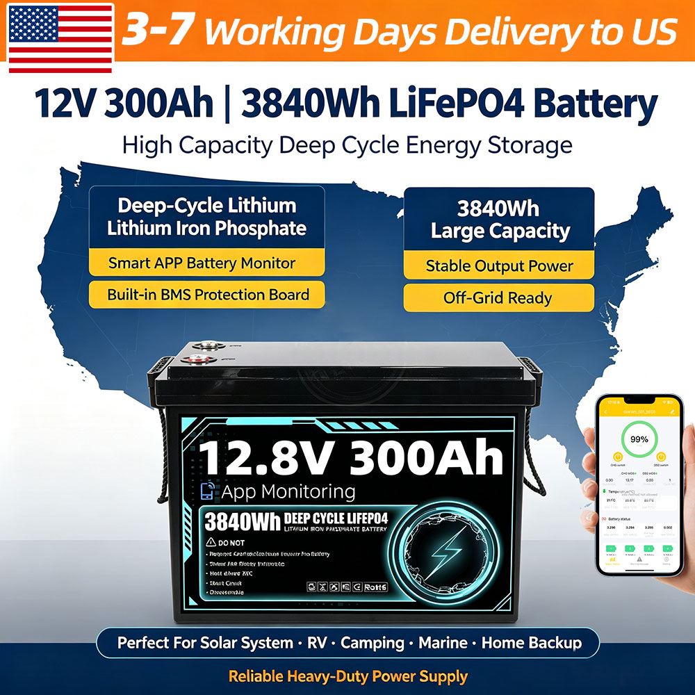 Lifepo4 12V 300Ah Deep Cycle - Batería LiFePO4 de 12V 300Ah de