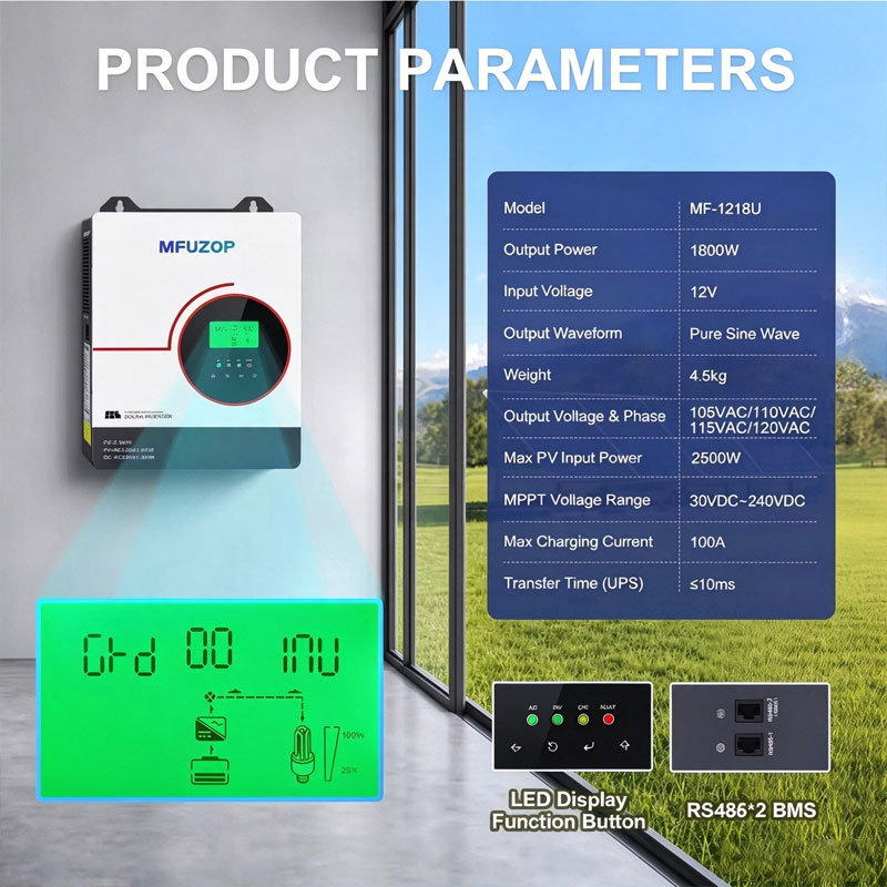 MFUZOP Inversor solar híbrido  - Lifepo4 Battery 12V 100Ah reseña y precio