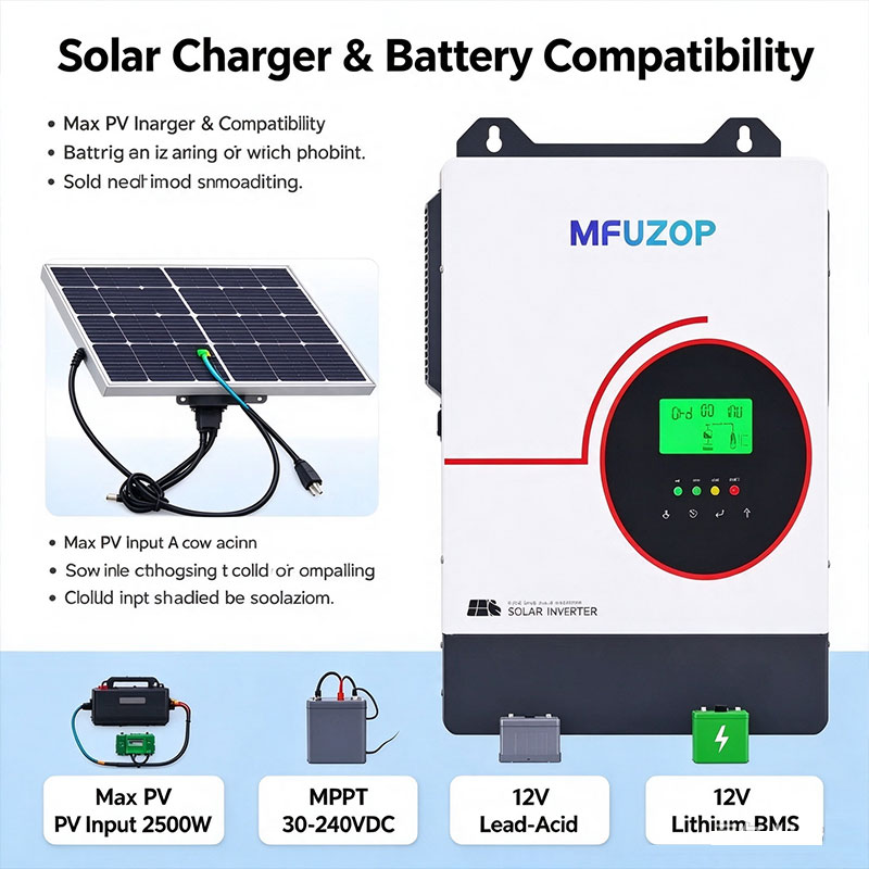 MFUZOP Inversor solar híbrido  - Lifepo4 Battery 12V 100Ah reseña y precio