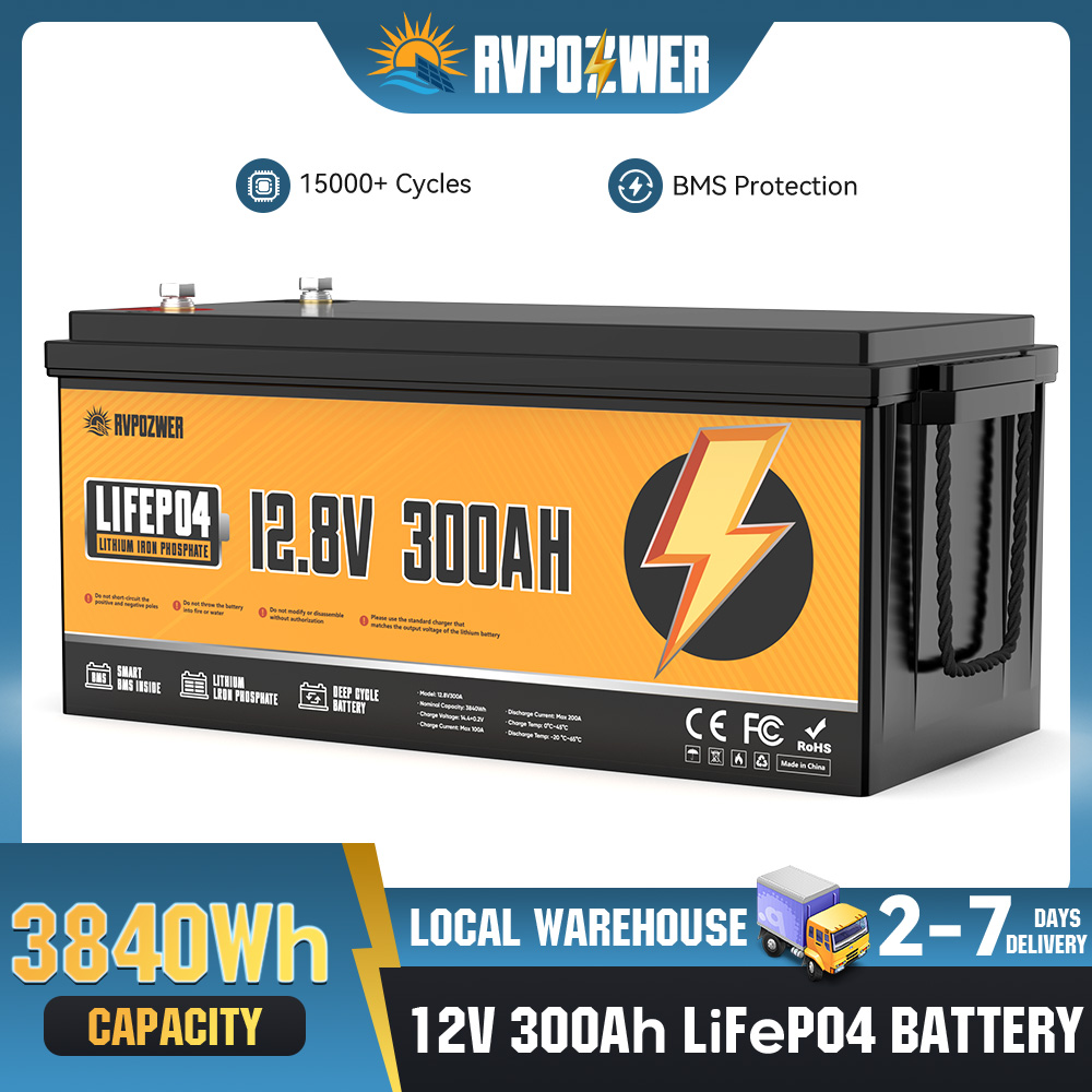 Batería de Litio LiFePO4 RVPOZ - Lifepo4 12V 300Ah Deep Cycle reseña y precio