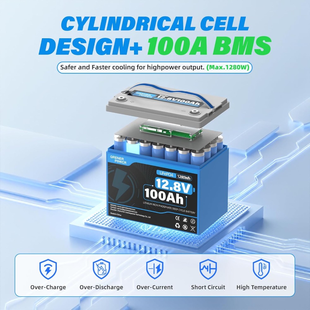 Batería LiFePO4 de 12V 100Ah,  - Lifepo4 Battery 12V 100Ah reseña y precio