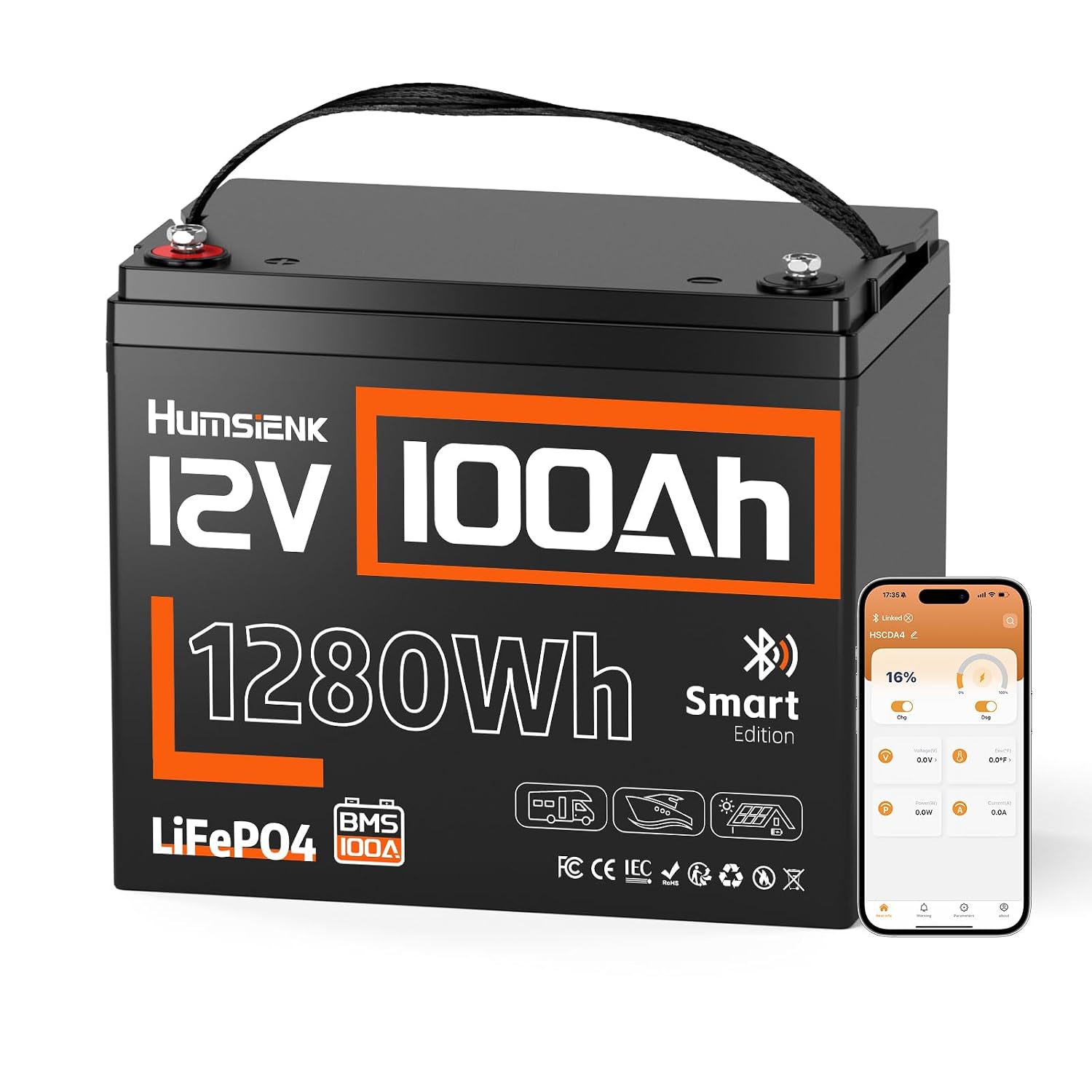 Batería de litio LiFePO4 de 12 - 12V 100Ah Lifepo4 Bluetooth Bms reseña y precio