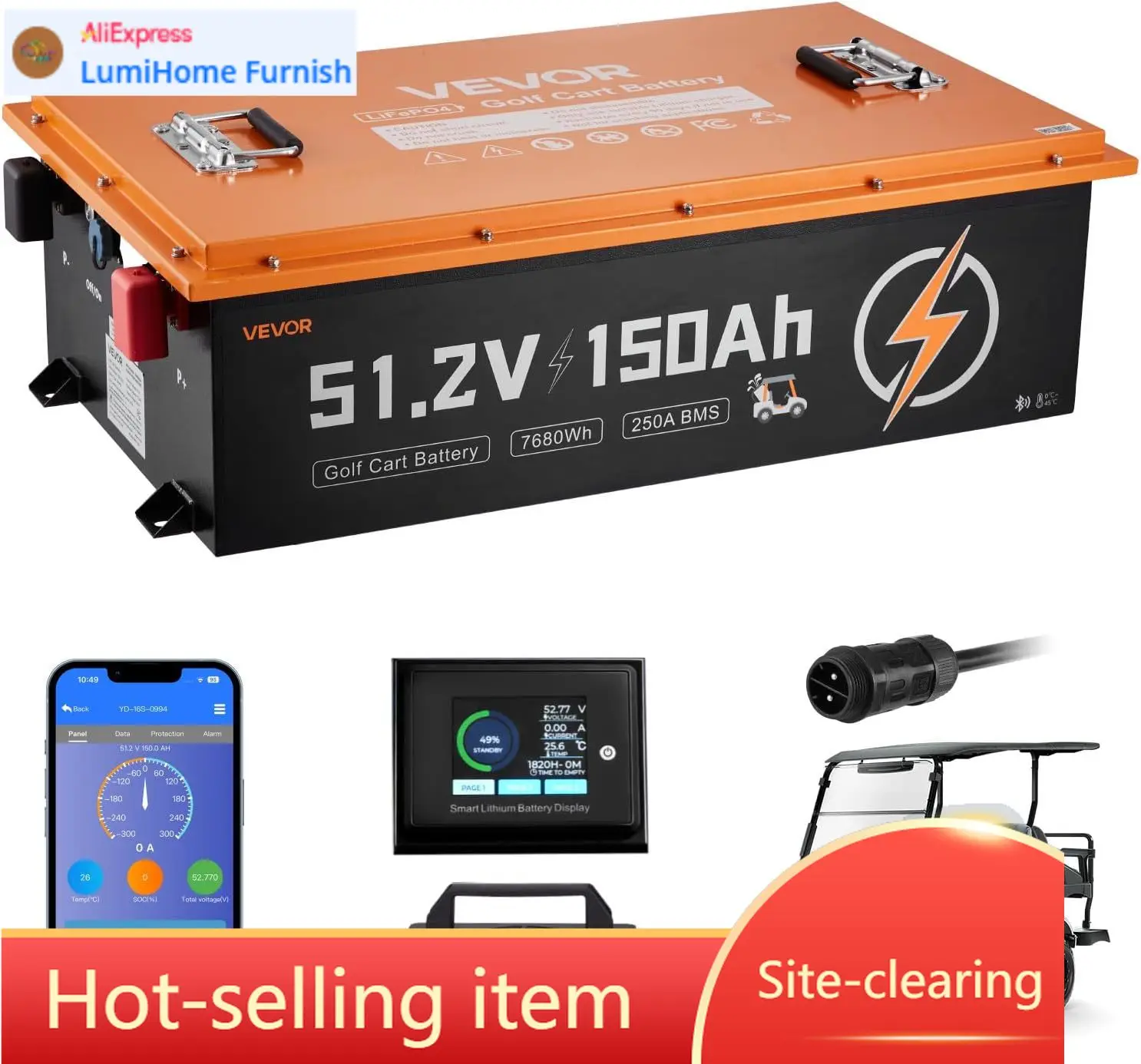 Batería de litio para carrito  - Lifepo4 Charger 48V 20A reseña y precio